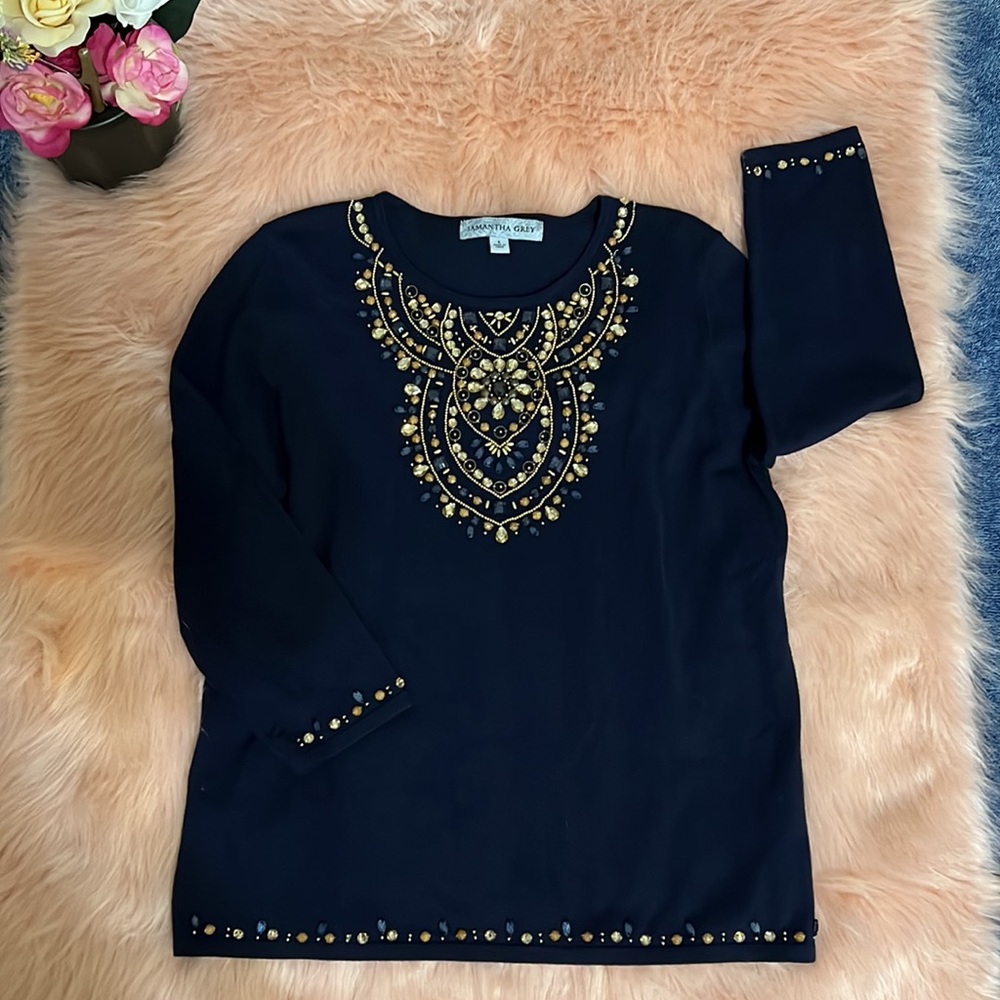 Samantha Grey T Shirts size S Navy Blue